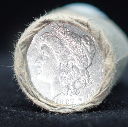 1887 & 1888 $20 Morgan Silver Dollar Sealed Roll — GEM BU/BU