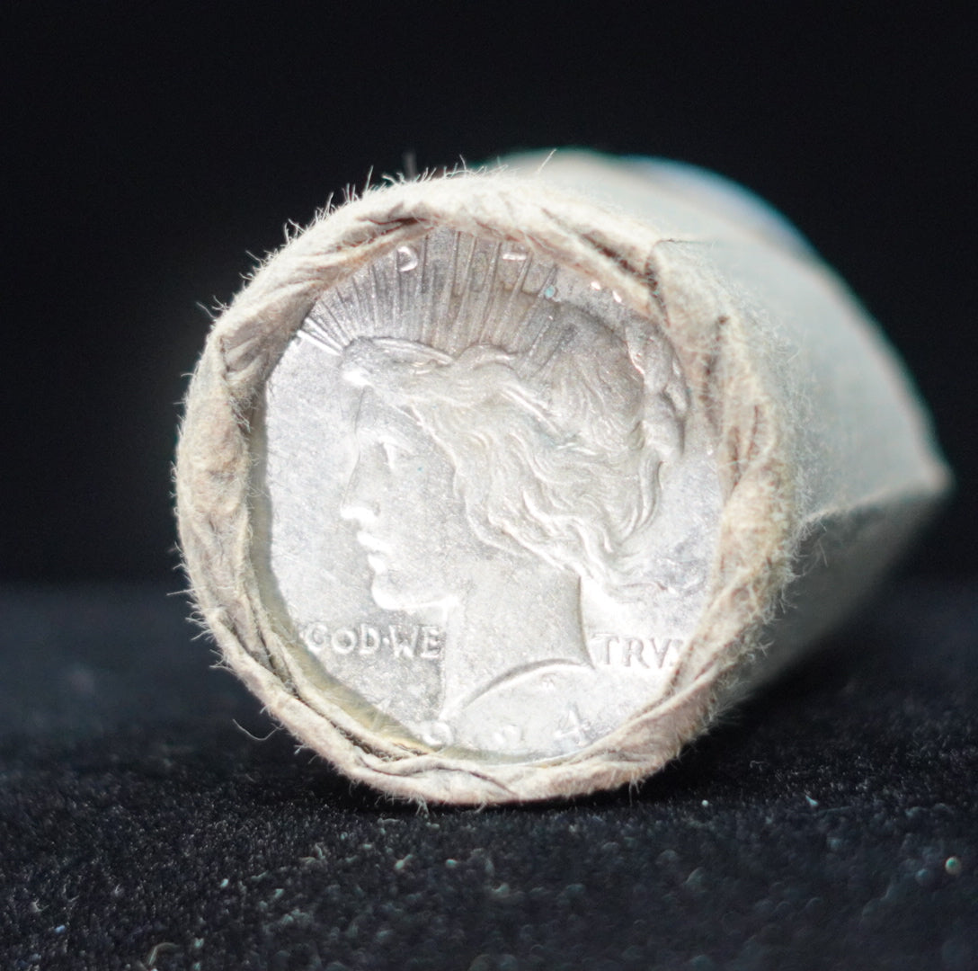 1924 & 1925 $10 Peace Silver Dollar Sealed Roll — GEM BU/BU